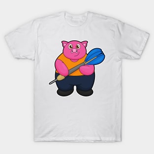 Pig as Dart player with Darts T-Shirt